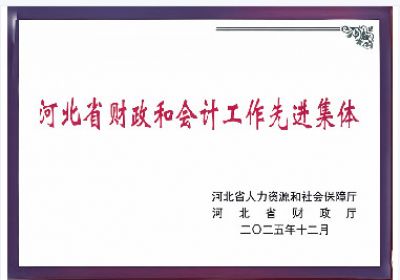 公司被省人力資源社會保障廳、省財政廳授予“河北省財政和會計工作先進集體”稱號